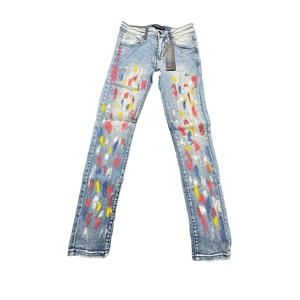 PHEELINGS Jeans Size 30 BE COLORFUL DENIM Stretch Rainbow Paint‎ Splash #Z7-7